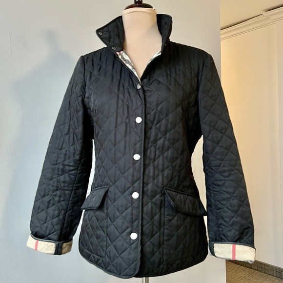Burberry Brit Black Quilted Jacket w/ Nova Plaid Lining - Picture 3 of 12